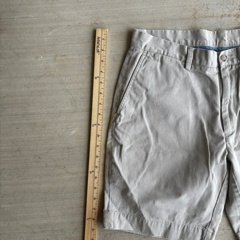 Polo Ralph Lauren Shorts Men 34 Classic Fit Chino Khaki Flat Front Beige Stretch